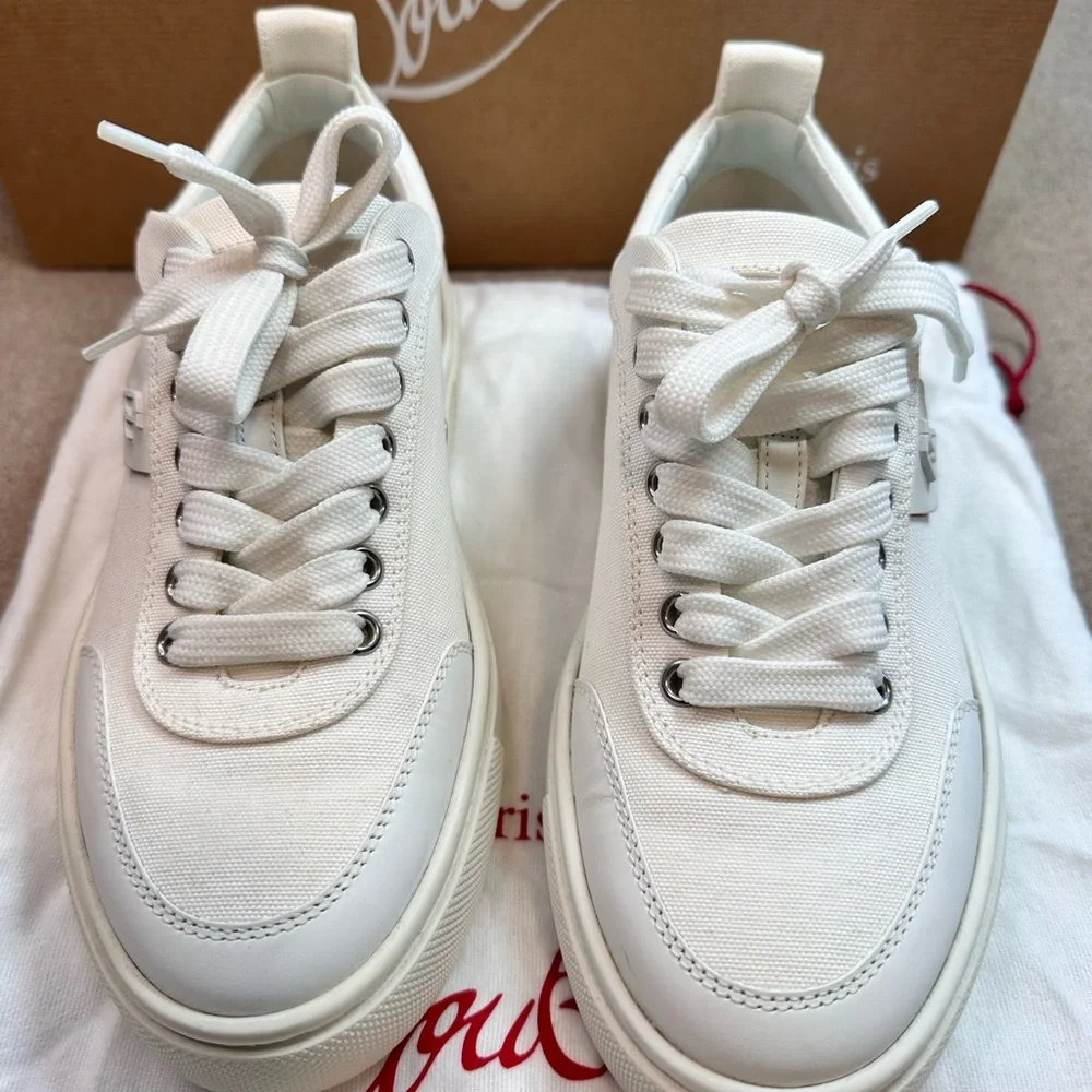 Christian Louboutin Ivory Sneakers with Red Accents